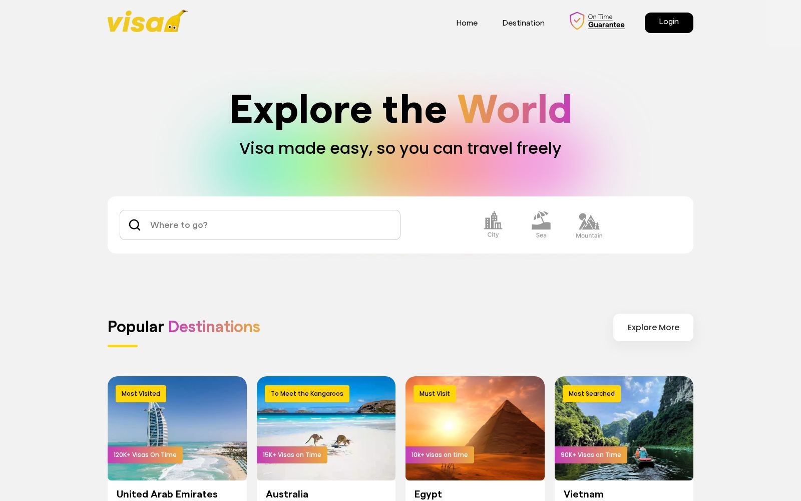 Live screenshot of the VisaBanana.com visa services platform